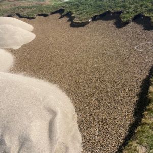 “Diamond" Bunker Sand Installed on Thelen 3/8” USGA Bridging Stone (Better Billy Bunker Drainage System)